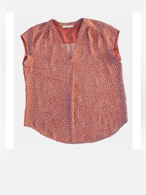 Fun2Fun Women's V-Neck Pink-ish Lightweight Polka Dot Blouse L